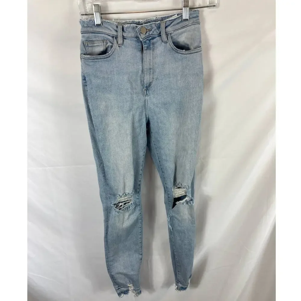 DL1961 Chrissy Distressed Super High Rise Stretch Ankle Jeans Size 27